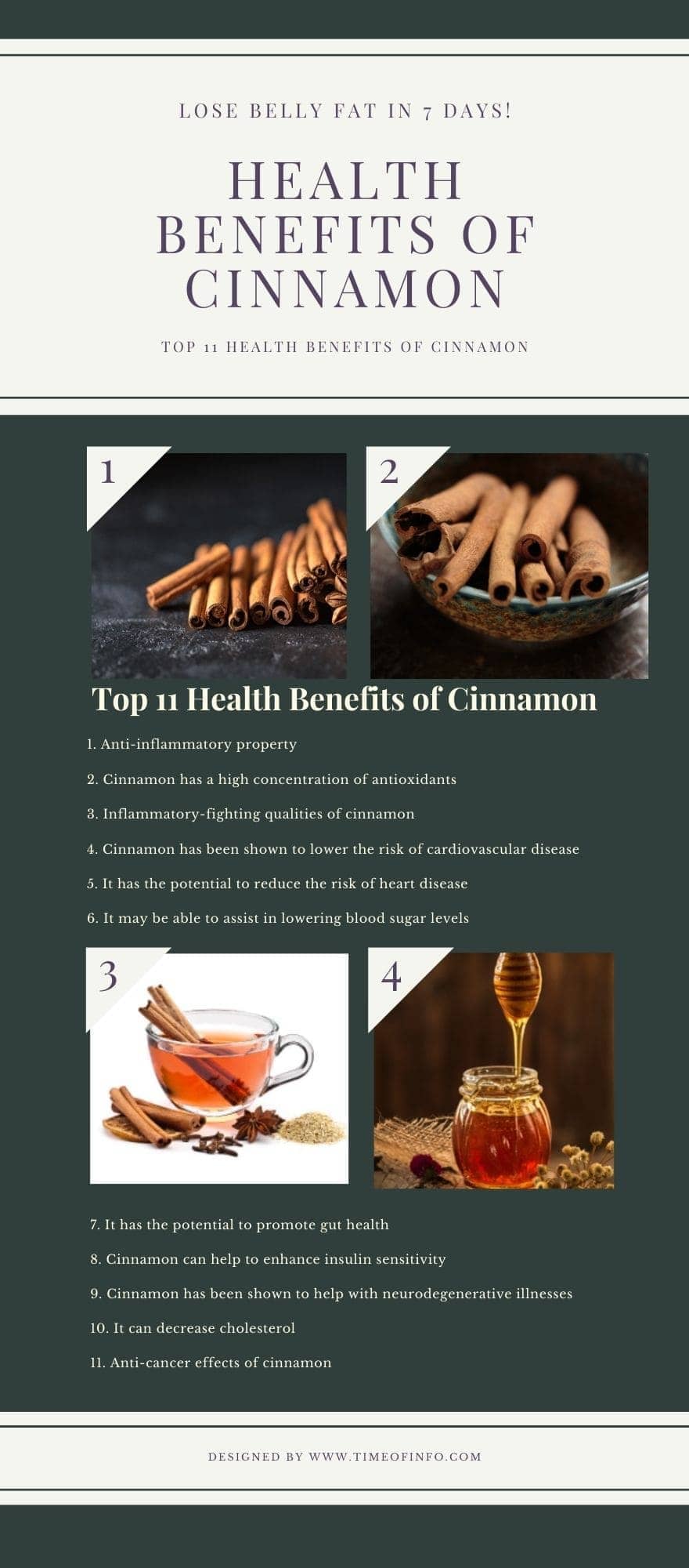 Health Benefits Of Cinnamon Infographic