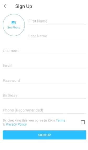 Sign Up Kik Account