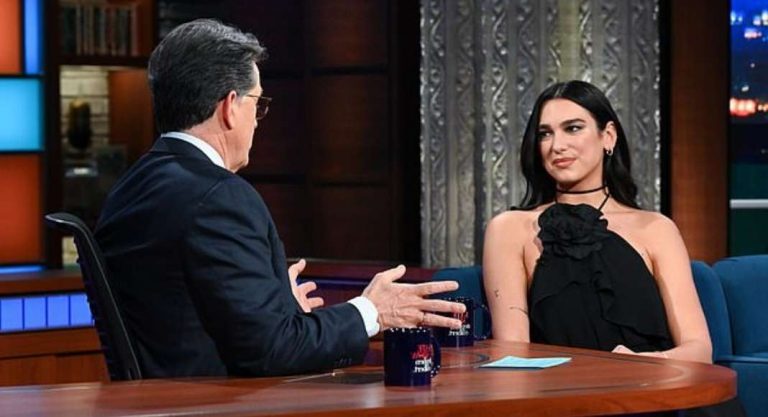 Dua Lipa and Colbert
