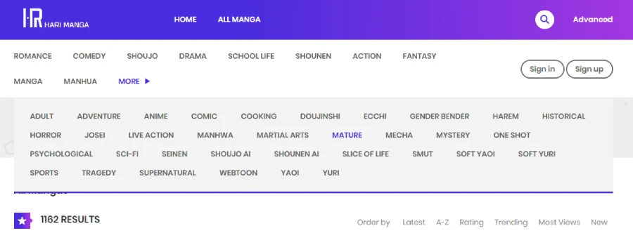 Is HariManga a Well-Organized Website
