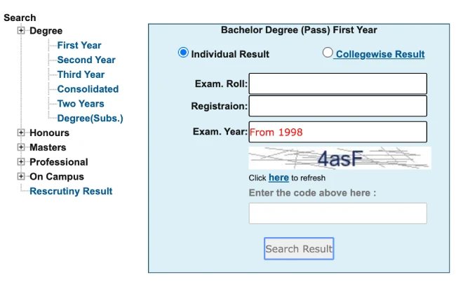 NU Degree 1st Year Result