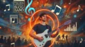 Guitarist with neon music notes and crowd, representing Thorn-Magazine Blog Band.