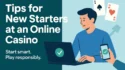 Beginner Checks Casino Tips On A Laptop And Phone With Playing Cards In The Background.
