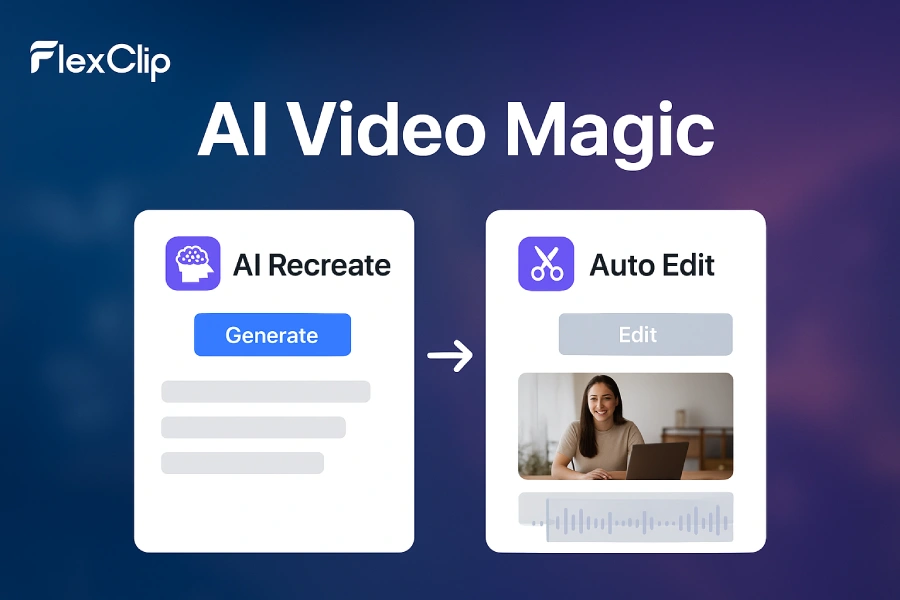 FlexClip’s New AI Revolution: Redefining Video Editing with Recreate and Auto Edit 1 AI video magic flexclip