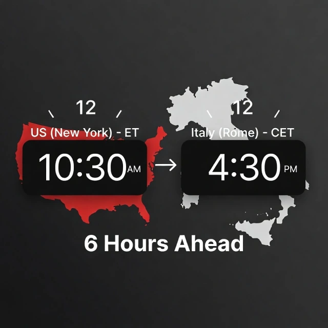 US and Italy Time Difference (New York vs Rome)