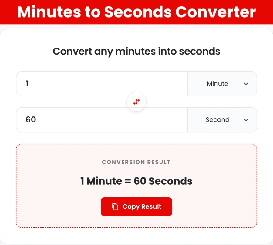Minutes to Seconds Converter – Free Calculator (mins to secs)