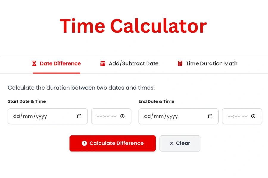 Online time calculator interface for adding and subtracting hours minutes and seconds.