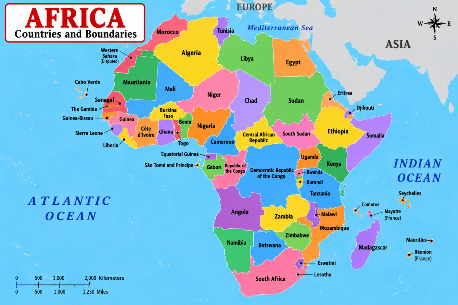 Enlarged map of Asia