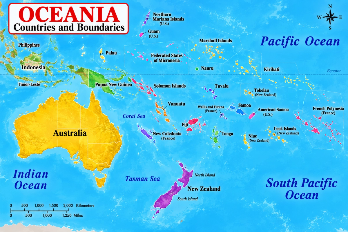 Enlarged map of Oceania