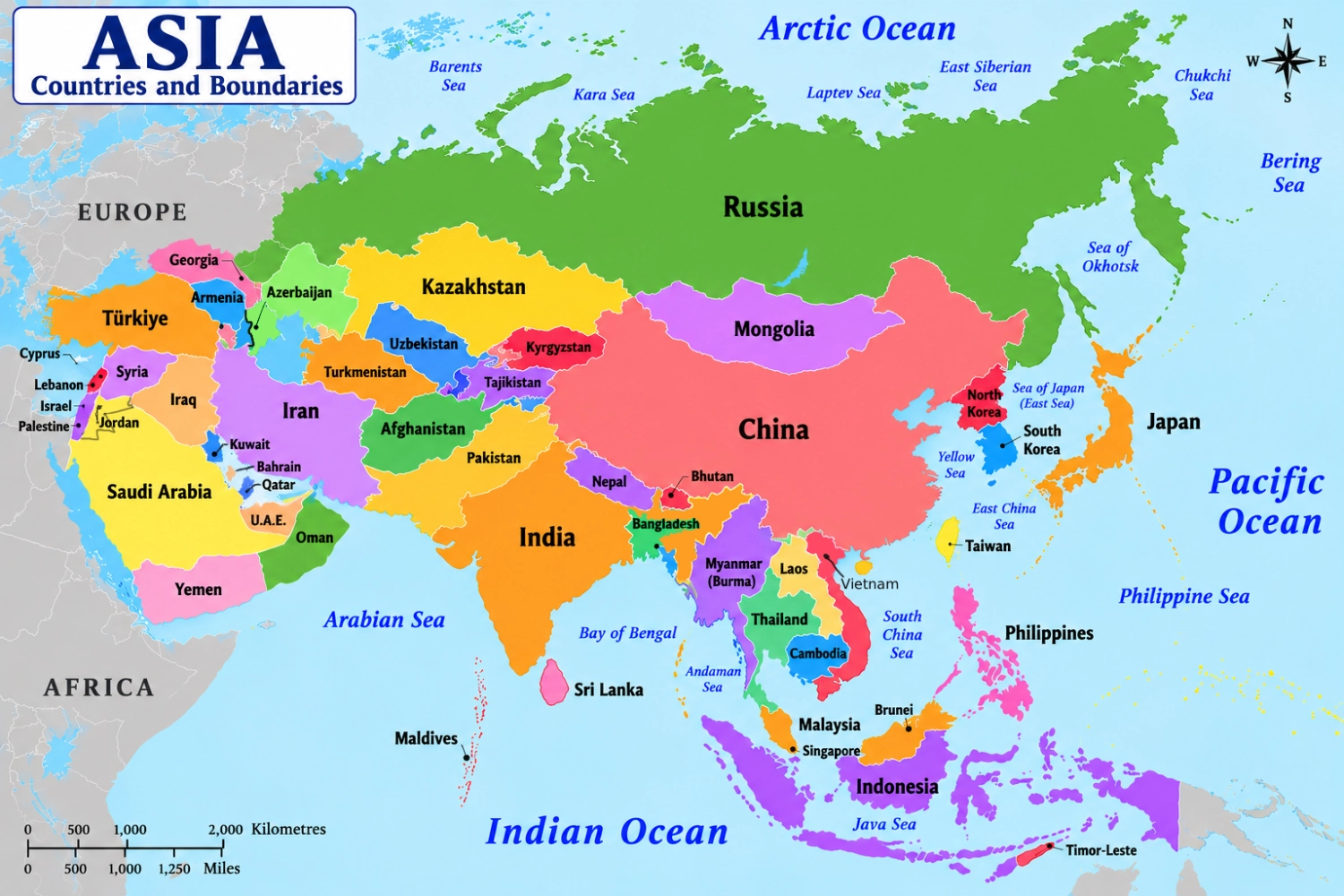Enlarged map of Asia